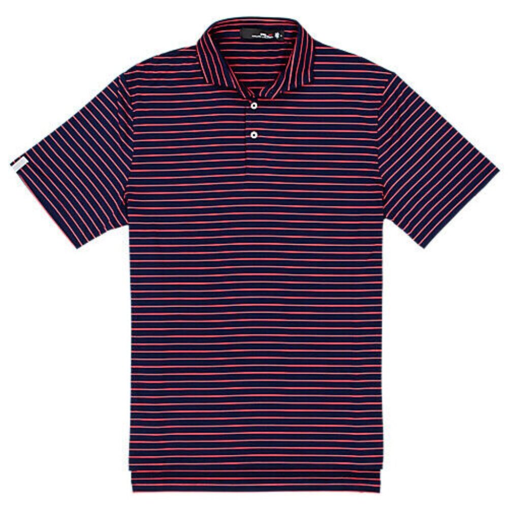 NWT RLX RALPH LAUREN Polo Shirt Men's Golf Red & White Striped Performance Large